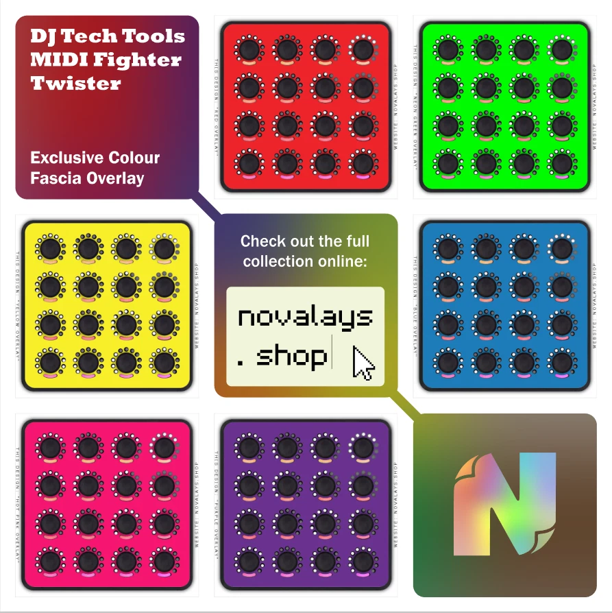 Brand new colour fascia overlay / skin for the DJ Techtools Midi Fighter Twister