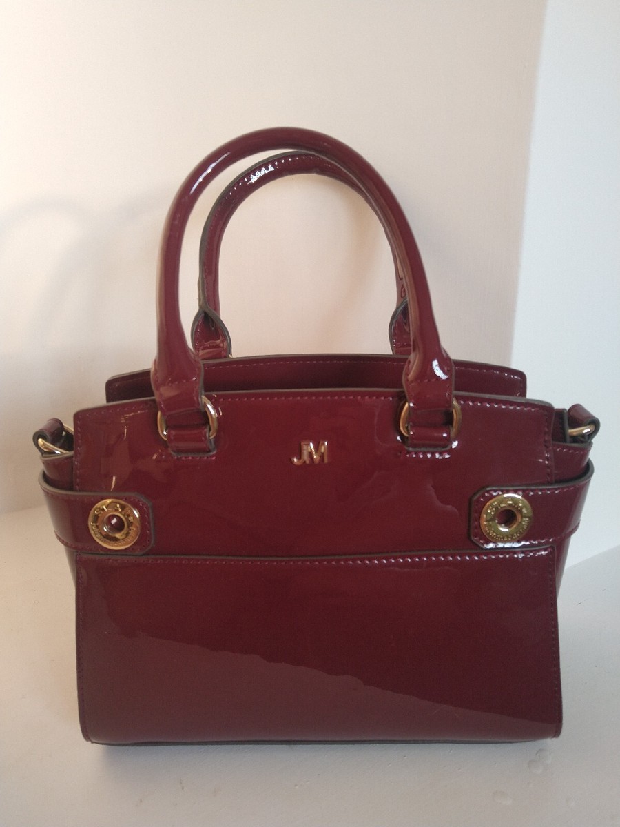 JM Fashion Patent Red Burgundy Handbag Shiny Glossy Julian Macdonald Star