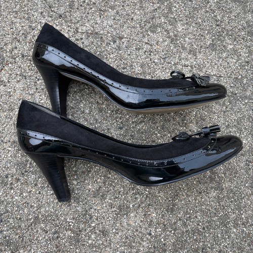 Cole Haan Suede + Patent Wingtip Tassel Bow Pumps - Size 10 - Picture 3 of 8