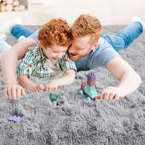 Ompaa Soft Fluffy Area Rug for Living Room Bedroom, 5x8 Grey Plush Shag Rugs,... - Picture 6 of 8