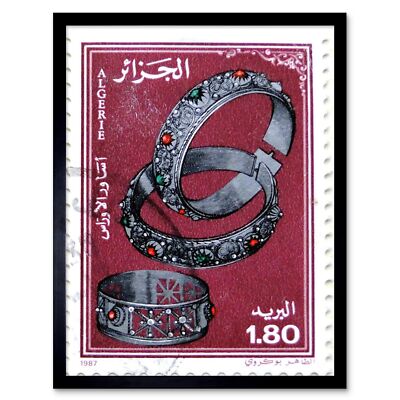 Postage Stamp Algeria 1.8 One Point Eight Dinar Diamond Ring Jewels Framed Print