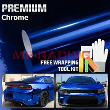 Chrome Blue Car Vinyl Wrap Sticker Decal Sheet Film Air Release Bubble Free