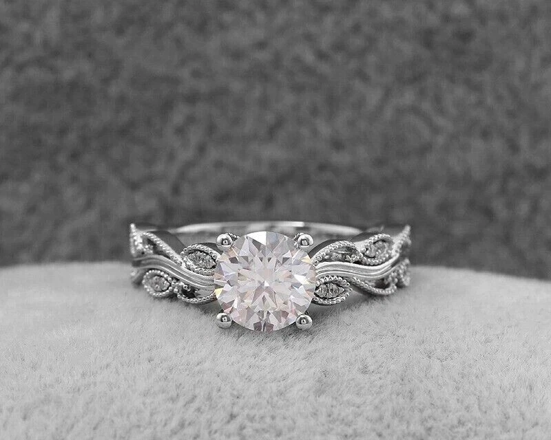 2.00Ct Round Cut Lab Created Diamond Women's Wedding Ring 14K White Gold Plated