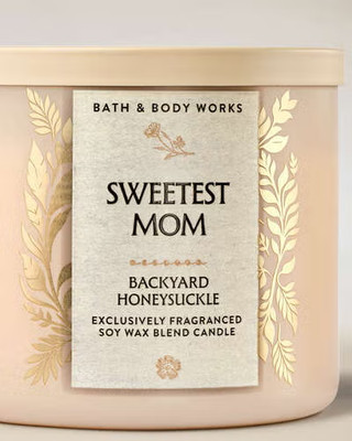 Bath & Body Works Sweetest Mom BACKYARD HONEYSUCKLE 3 Wick Candle