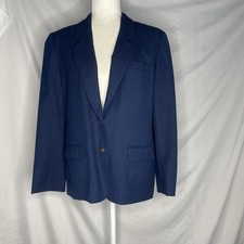Vintage Pendleton Women's Two Button Navy 100 Virgin Wool Blazer Size 14 Petite