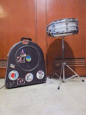 Vintage 1970 Ludwig Acrolite Snare Drum 14x5.5 with Case  Stand Rare Blue Badge