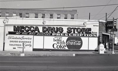 sl42 Negative 1960's Mecca Drug Store Waco TX Coca-Cola Mural  642a