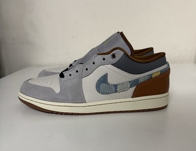 Nike Air Jordan 1 Low SE Repaired Denim Swoosh Mens Sz 11.5 Phantom FZ5042-041