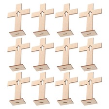 18 Pcs Baptism Wooden Cross Standing Centerpieces Christian Decorations