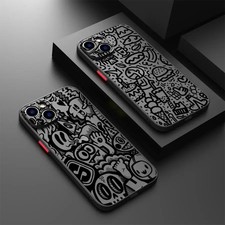Graffiti Silicone Case For iPhone 16 15 14 13 12 Pro Max Matte Shockproof Cover