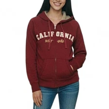 Active Basic California Red Zip-Up Hoodie Women’s Size Small
