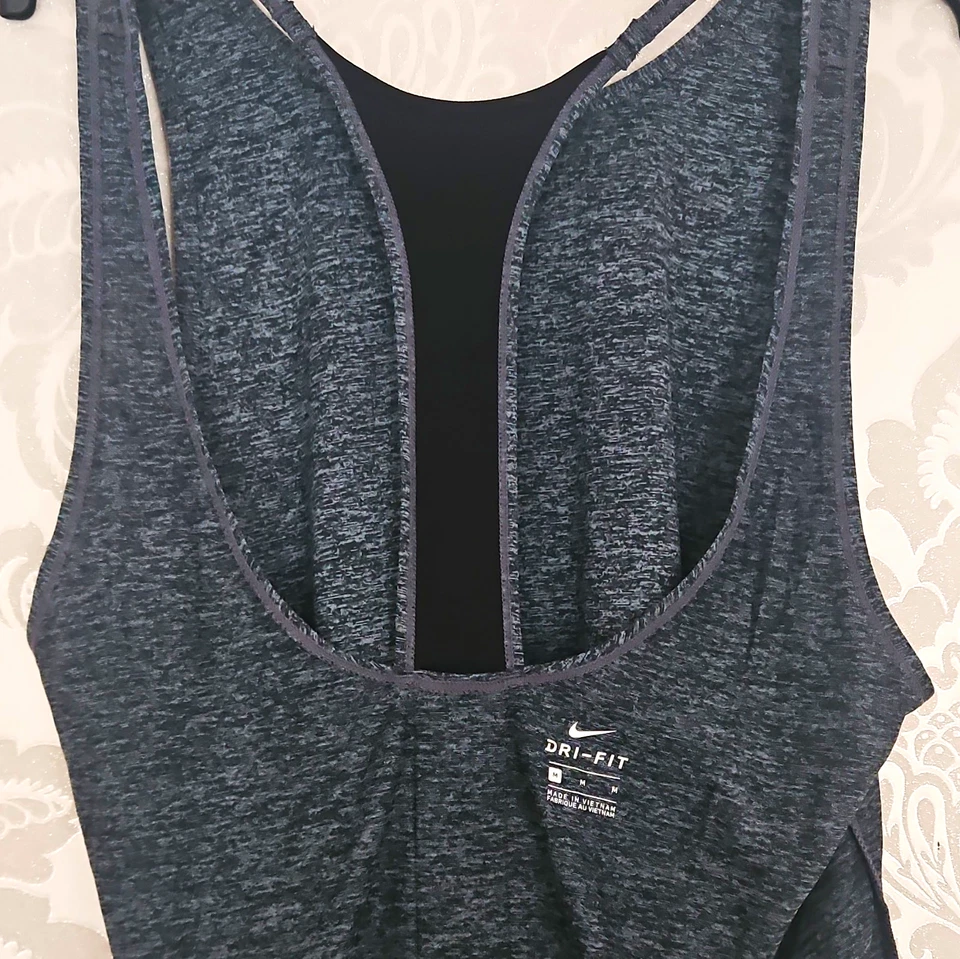 Nike Dri-Fit Women’s Heather Grey Racerback Tank M Mesh Breathable Gym - Image 1 of 4