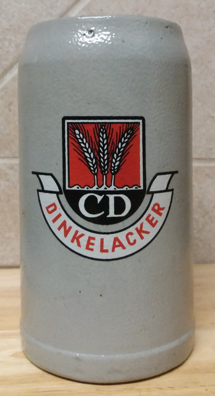 Vintage 1960's CD Dinkelacker Gray Glazed Stoneware Beer Stein Germany 1 Liter