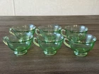 Vintage Set of 6 Fostoria Fairfax Green Depression Uranium Glass Tea Coffee Cups