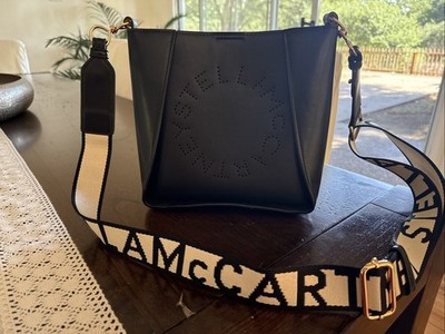 Stella McCartney Logo Square Crossbody Bag- black New
