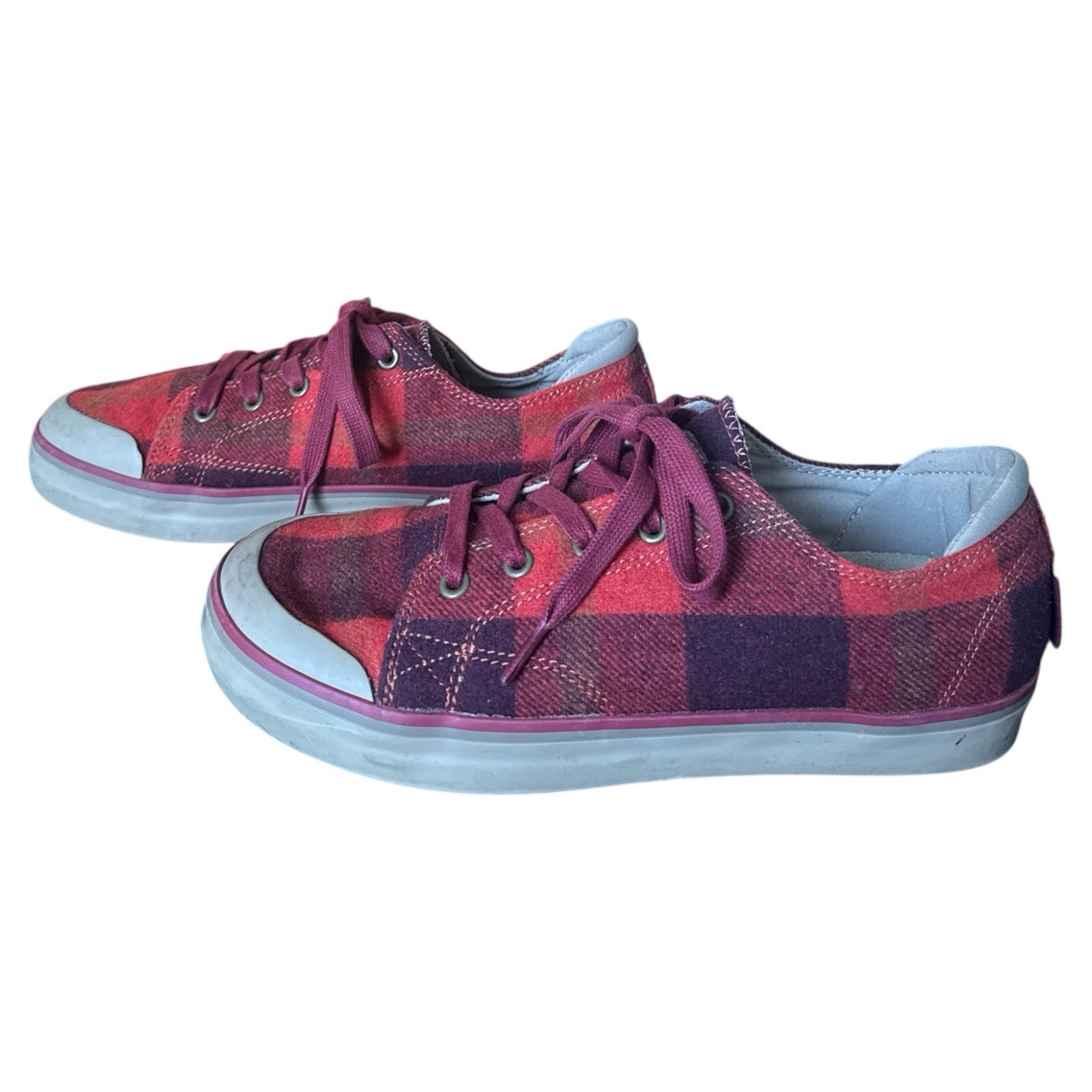 Scarpe sneakers stringate Keen Elsa III rosso bufalo a quadri 9 5 donna misto lana rosso