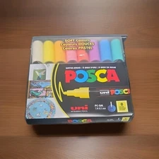Uni POSCA PC-5M Medium Bullet Tip (1.8–2.5mm) 8-Soft Color Paint Marker Set