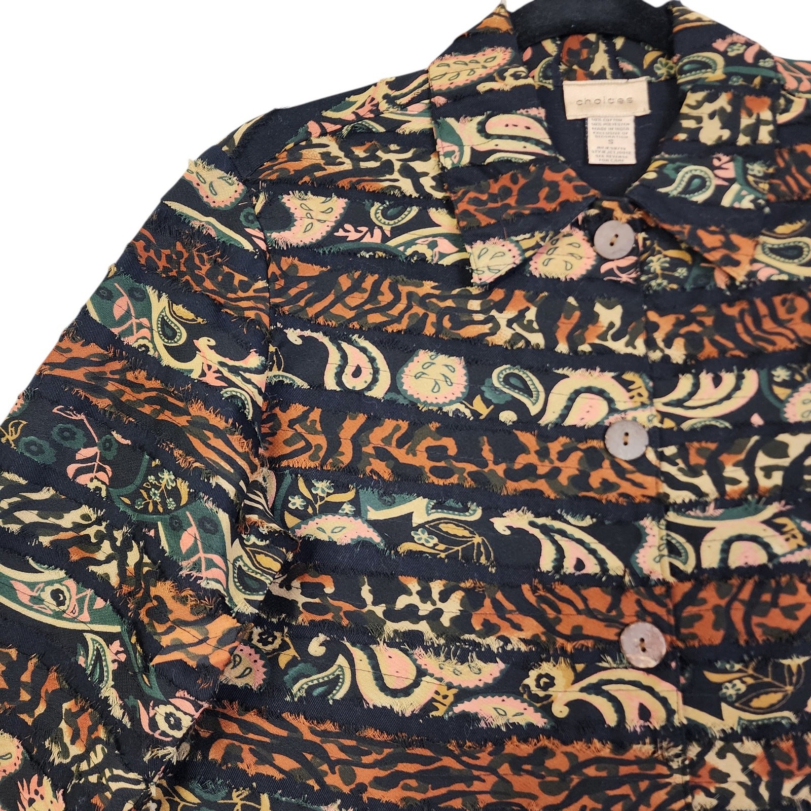 Choices Womens Vintage Patchwork Button Down Shac… - image 5