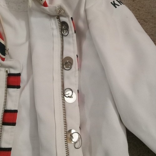 VINTAGE MARCHING BAND UNIFORM JACKET-DEMOULIN BROS White Orange and Black 34s - Picture 7 of 10