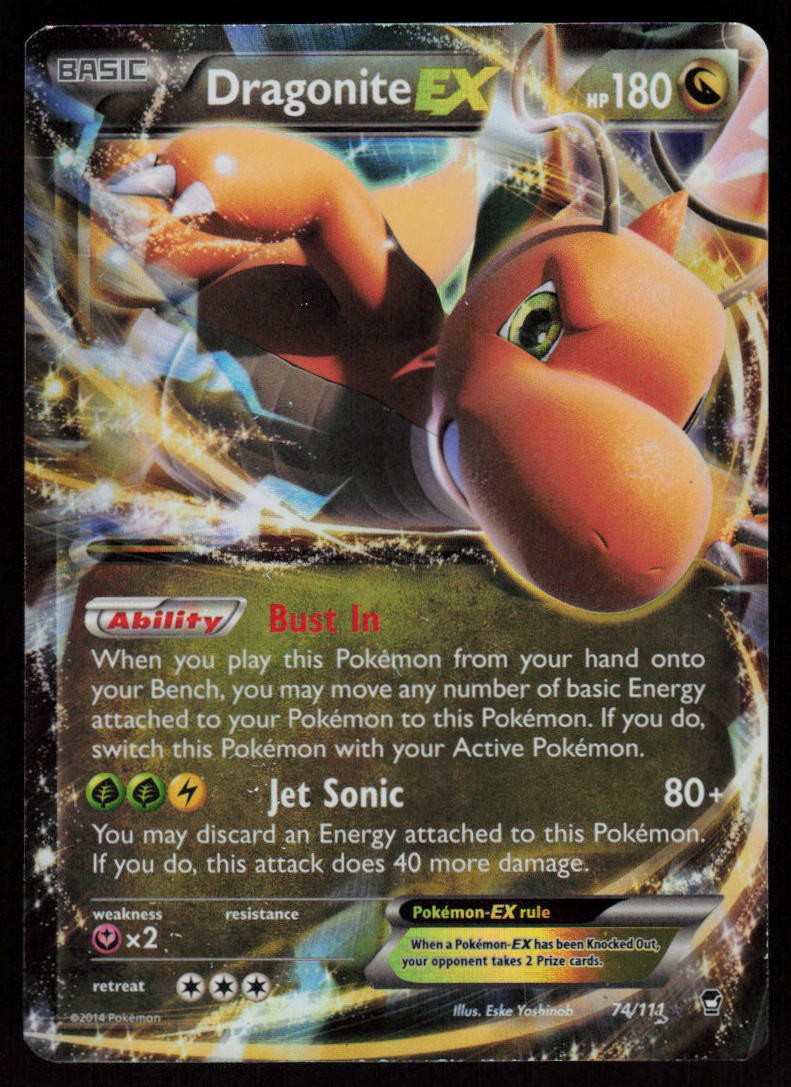 Dragonite EX 74/111 Holo EX Rare Furious Fists Pokemon Moderately Played