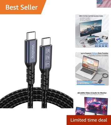 High-Speed USB C to USB C Cable 6Ft - 20Gbps Transfer & 4K Video Output