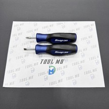 Snap-on Tools Usa New 2pc Power Blue Soft Grip Stubby Screwdriver Set Shd1 Snap-on Tools Usa New 2pc Power Blue Soft Grip Stubby Screwdriver Set Shd1