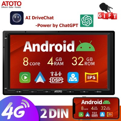 ATOTO S8 MS Android 4G+32G 7'' 2DIN Car Stereo GPS NAVI Radio AI Wireless CarPlay