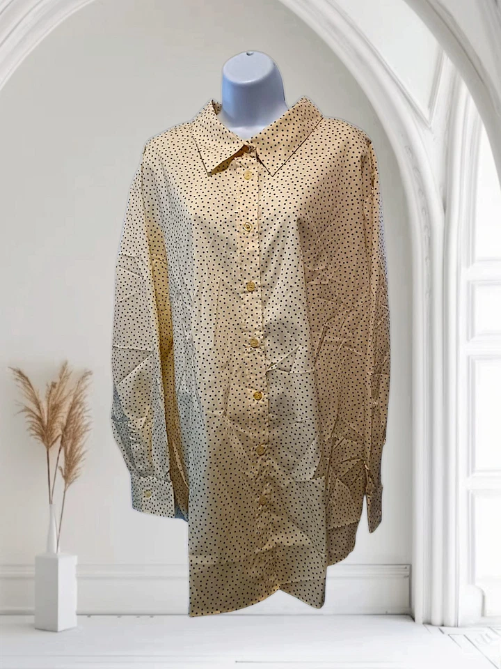 Blusa Woman Within Talla 3X Botón Frontal L/S, Amarilla/Negro Geométrica. NS-22 Foto 3 de 4