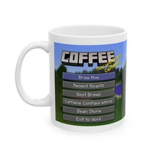 Brewcraft Mug, Funny Pixel Game Parody Coffee Cup, Caffeine Lover Gift for Gamer
