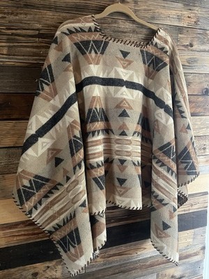 Ralph Lauren Native American Poncho Wool 97% One Size Fit All Made In Honk Kong
