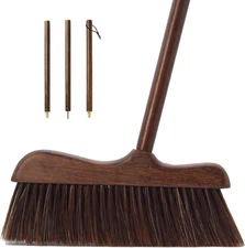 Wood Broom with Long Handle Soft Bristle Sweeper Broom Indoor Hand Brooms for Ho