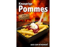Aufkleber / Plakat "Knusprige Pommes" Werbung Din A1 (84,1 x 59,4 cm) Imbiss