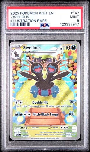 2025 POKEMON WHT EN-WHITE FLARE ILLUSTRATION RARE #147 ZWEILOUS PSA 9