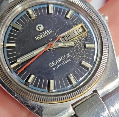 Vintage ROAMER men's automatic watch MST 523 17Jewels day/date swiss 1970s
