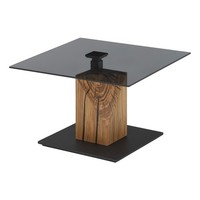 Couchtisch Wohnzimmertisch HöHenverstellbar Grau Glas Eichenholz 70 X 70 Cm