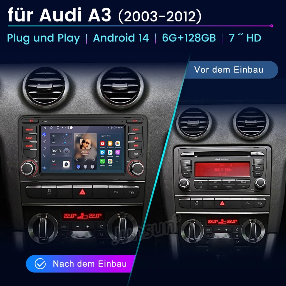 Für Audi A3 S3 RS3 8P 8V BOSE 6+128GB Autoradio Android 14 GPS Navi Carplay WIFI - Bild 2 von 4