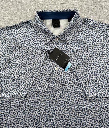 Dunning Golf Polo Shirt Mens XL Blue Gray Arctic Coolmax Performance Stretch NEW