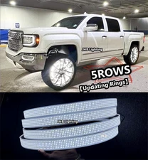 JHB Set (4) 17.5" 5ROWS Updating PURE WHITE Strobe LED Trucks Wheel Ring Lights
