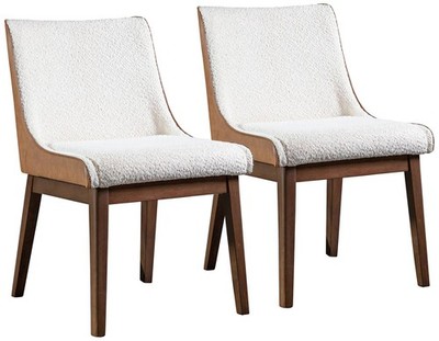 Beau 21'' Wide White Boucle Fabric Modern Side Chairs Set of 2