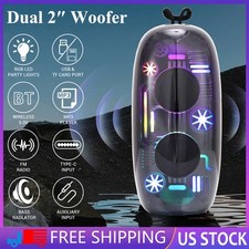 Dual 2  Portable Bluetooth Speaker HD Loud Stereo Sound TWS LED Party Speaker