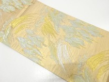 7780398: JAPANESE KIMONO / ANTIQUE FUKURO OBI / SILK / WOVEN TREES ROUGH WAVE