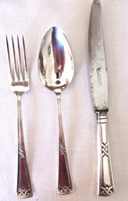 Erbe IDEAL Schmalkalden  Essbesteck 3teilig, versilbert  20, JUGENDSTIL 1910 (1)