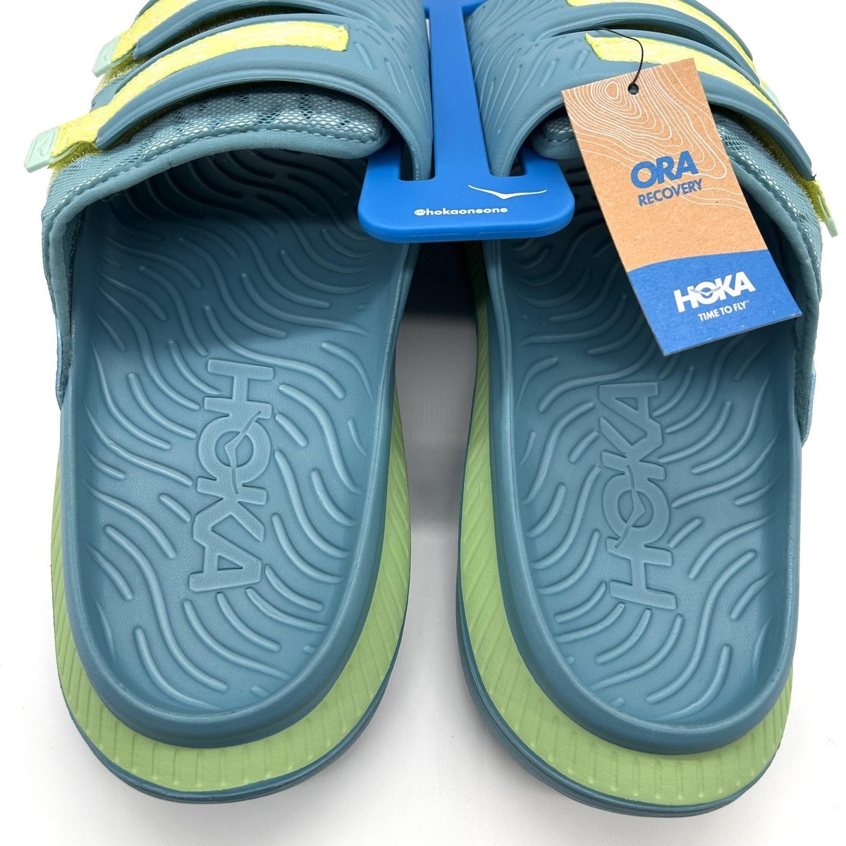 New HOKA Ora Luxe Recovery Slide Sandals Mens 14 Ocean Mist  display picture 1