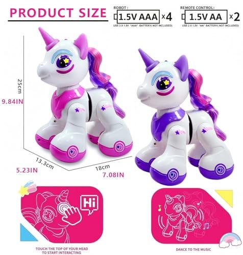 Robot Pet,Unicorn Toys for Girls Age 4-6 | Remote Control Robot A Unicorn Pink - Picture 7 of 7