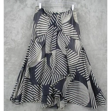 Mark Skirt Womens EU 40 US 8 Silk Blend Sheer Flowy Abstract Boho Artsy Midi Zip