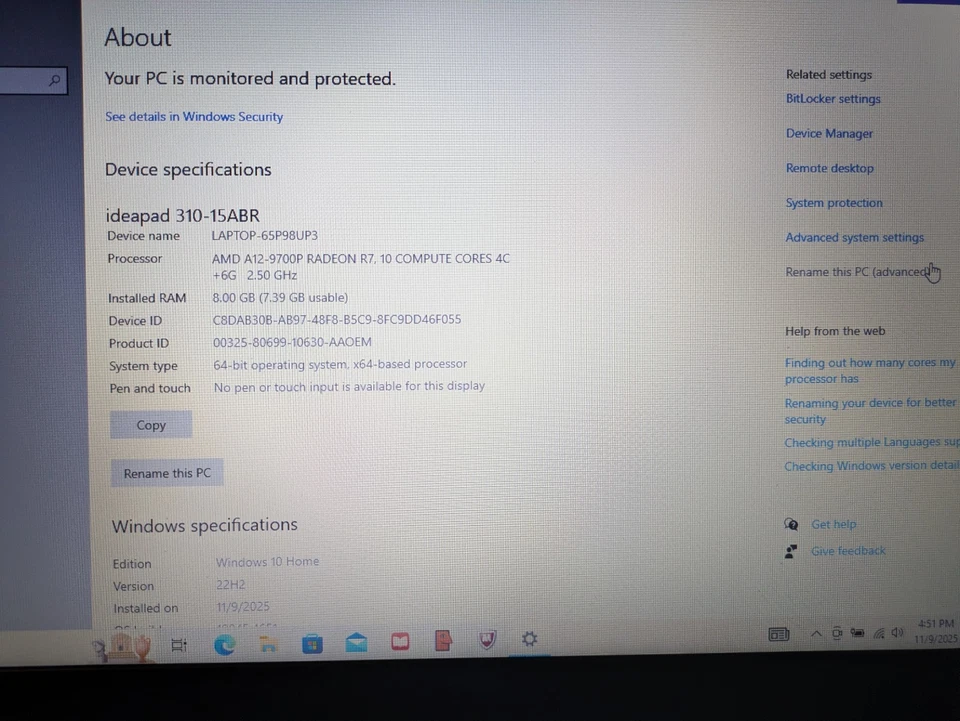 Lenovo Ideapad 310-15abr funciona pero está retrasado Foto 4 de 4