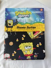 SpongeBob SquarePants Halloween Fabric Shower Curtain 72x72 Polyester Vampire