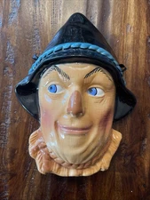 Vintage Clay Art Wizard Of Oz Scarecrow Ceramic Mask Wall Decor Collectible 90s