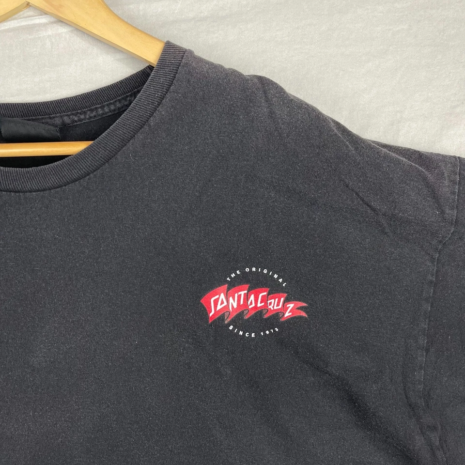Camisa Santa Cruz Para Hombres 2XL XXL Negra NHS Monopatín Patinador Camiseta De Colección Suelta Foto 3 de 4