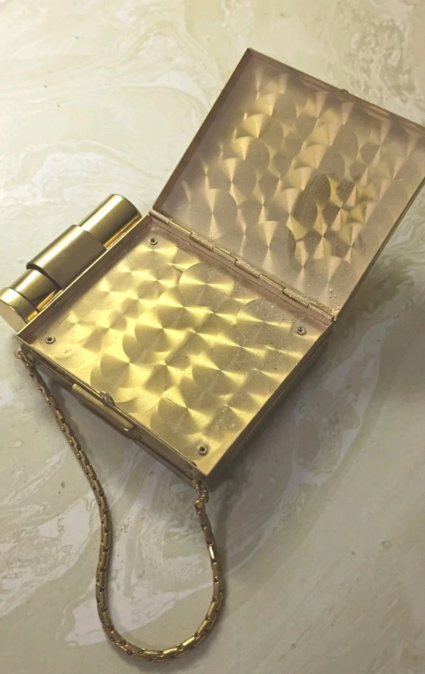 Bolso de Noche Lápiz Labial Espejo Compacto Polvo De Colección Imitación Perla Tono Dorado  Foto 4 de 4